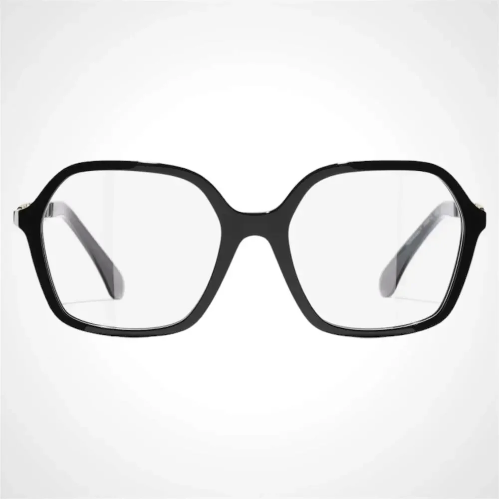 New CHANEL Eyeglasses Black Acetate & Leather Arms 53-18-140mm - Picture 2 of 5